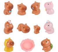 GETJOY 11 PCS Capybara Party Bag Filler, Capybara Resin Animals, Cute Mini Animals for Home Decor, Dollhouse Miniatures, Fairy Garden, and Creative Displays