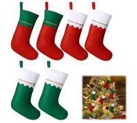 GETJOY 6 PCS Mini Christmas Stockings, Christmas Stocking Personalised, Including 2green and red, 2white, 2red and 2green, DIY Projects Gift Tags Ornaments Fun Home Activities