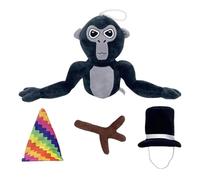 GETJOY Gorillas Plush Toy, Cute Monkey Gorilla Plush, Soft Stuffed Toy Doll with 2 Hats & 1 Branch Scepter, Monkey Plush Throw Pillow for Game Fans, Gorilla/Monkey Subject Character