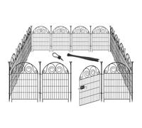 Getlay Tall Garden Animal Barrier with Gate, 40H x 27L, 12 Panels Dog Fence, Black Heavy Duty Metal Temporary Defense Fence for Outdoor Yard. Total 26.2 Ft