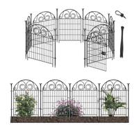 Getlay Tall Garden Animal Barrier with Gate, 40H x 27L 8 Panels Dog Digging Barrier, Black Heavy Duty Metal Temporary Defense Fence for Outdoor Yard. Total 17.5 Ft