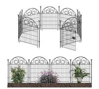 Getlay Tall Garden Animal Barrier with Gate, 40H x 27L 8 Panels Dog Digging Barrier, Black Heavy Duty Metal Temporary Defense Fence for Outdoor Yard. Total 17.5 Ft