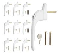 GETLITOOL 10Pcs Lockable Window Handle, Universal White UPVC Window Handle 43mm Spindle, Inline Espag Window Handle Locking with 10 Keys for UPVC Window, Double Glazing Windows