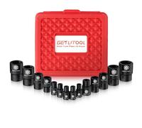 GETLITOOL 14 Pcs E-Torx Socket Set with Organizer Case, CR-V Steel E Torx Bit Socket E4-E24, Star Sockets with Laser Etched Size-Marked for Car Repair, Mechanic Maintenance, Men's Gift