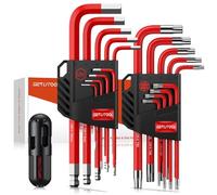 GETLITOOL 18Pcs Allen Key Set with Torque Handle, Cr-V Steel Ball End & Star Hex Keys (1.5mm-10mm + T10-T50) with Size-Marked, Storage Bracket for Bike/Car Repair & DIY
