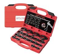 GETLITOOL 19Pcs Crowfoot Wrench Set, CR-MO Steel Crows Foot Wrench Set with Storage Case, Oil Pipe Wrenches with Black Phosphate Coating for Automotive and Plumbing, 8mm-32mm