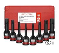 GETLITOOL 8Pcs Impact Torx Bit Socket Set, 1/2" Drive S2 Steel Star Bit Sockets T30-T80 with Size-Marked and Storage Case for Car Repair, Mechanical Maintenance, Furniture Assembly