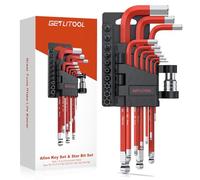 GETLITOOL 9Pcs Hex Key Allen Wrench Set, S2 Steel Allen Key Set with Star Bit 1.5-10mm with Bit Adapter and Torx Bit T8-T50, Ball End L-Key for Bicycle Repair, Furniture Assembly