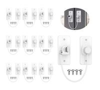 GETLITOOL Child Safety Window Restrictors 10 Pack, No Drilling Self Adhesive UPVC Window Locks with Keys & Screws, Childproof Limiting Opening Distance for Home Public School and Commercial