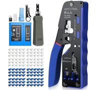 GETLITOOL RJ45 Crimping Tool Kit, RJ45 Crimping Pliers for Cat5e/Cat6/Cat6a/Cat7 with 60x Through Connector, 60 Boots/Cable Tester/Punch Down Tool/Wire Stripper, Complete Ethernet Cable Crimping Kit