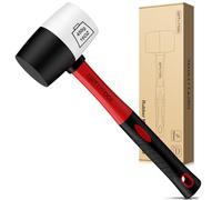 GETLITOOL Rubber Mallet 16oz, Non-Marking Black/White Two-Sided Hammer with Fiberglass Handle, 55mm Head for Flooring, Tile Installation, Woodworking, Camping, Non-Slip Grip