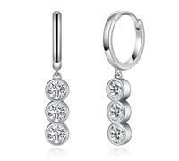 getlove Moissanite Hoop Earrings for Women Moissanite Drop Earrings D Color VVS1 Clarity 18K White Gold 925 Sterling Silver Round Cut Moissanite Earrings for Women Girls, 4.0mm(0.3ct)*6pcs, Total