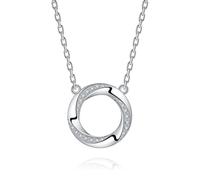 getlove Moissanite Infinity Necklace 925 Sterling Silver Moebius Circle Necklace Anniversary Love Infinity Pendant for Your Wife Birthday Eternity Jewelry Gifts, 0.59" * 0.59", Sterling Silver