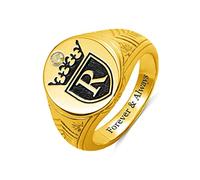 Getname Necklace Personalised Initial Engraved Signet Ring a Crown Man Customised Birthstone Ring 925 Sterling Silver Ring Custom Inside Engraving Rings Gift Men, Yellow,Platinum,Gold,Silver,Rose
