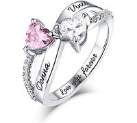 Getname Necklace Personalized Simulated Birthstones Promise Rings for Her Engraved Names Engagement Rings Bridesmaid Gifts for Women
