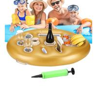 Getränkehalter, aufblasbarer Getränkehaltee, Schwimmende Tablett - PVC-Getränkefloat ca. 72x53x10 cm mit 9 Halterungen & Pumpe für Snacks & Drinks - ideal für Poolpartys & sommerlichen Badespaß