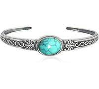 GETREY Adjustable Cuff Bangle,Friendship Bracelet,With Mosaic Turquoise Cuff Bangle Friendship Bracelet Sterling Silver Jewellery Birthday Gifts For Sisters Friend Couples Mom