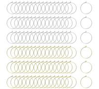 GETRICH 200 Pieces Silver/Gold Wine Glass Charms, 25mm Wine Glass Charm Rings Round Alloy Earring Beading Hoops Wine Glass Markers Wine Charms for Glasses Party Hoop Earrings Making DIY Craft Making