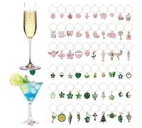 GETRICH 60 Pieces Wine Glass Charms, 30mm Wine Glass Charm Rings Round Alloy Earring Beading Hoops Wine Glass Markers Wine Charms for Glasses Party Hoop Earrings Making DIY Craft