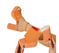 GETRICHHL Block Heels Summer Fashion Women'S Platform Plus Size Open Toe High-Heeled Sandals-Orange-43