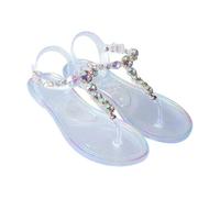 GETRICHHL Sandals For Women Women'S Fashionable Casual T-Strap Flip-Flop Summer Buckle Flat Sandals-WHITE1-40