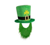 GETRICHHL St. Patrick'S Day Two-Pack Of St. Patrick'S Day Top Hat, Holiday Fake Beard, And Green Clothing-A-One Size