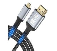 Getrish 4K Micro HDMI to HDMI Cable 6.6FT, 4K@60Hz Micro HDMI Cord Adapter HDR Compatible for DSLR Camera, Raspberry Pi 5/4, GoPro Hero 7/6, Yoga 3 B500, Video Capture Card, Tablet, Laptop