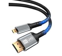 Getrish 8K Micro HDMI to HDMI Cable 6.6FT, Micro HDMI 2.1 Adapter Cord, 48Gbps 8K@60Hz 4K@240Hz Support HDR eARC Dolby Compatible with Camera, Raspberry Pi 5 4, GoPro Hero 7/6, Tablet, Laptop