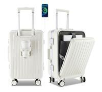 Gets 20 Inch Aluminum Frame Carry On Luggage - Hard Shell Silent Spinner Suitcase with TSA Airline Approved, USB/Type-C Port, 15.6" Laptop Compartment, Dry Wet Separation & Cup for Business Travel