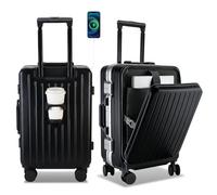 Gets 20 Inch Aluminum Frame Carry On Luggage - Hard Shell Silent Spinner Suitcase with TSA Airline Approved, USB/Type-C Port, 15.6" Laptop Compartment, Dry Wet Separation & Cup for Business Travel