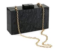 Gets Acrylic Clutch Purses for Women with Marbling Purses and Handbags Elegant Banquet Evening Crossbody Bag, Black, One Size