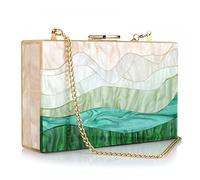 Gets Acrylic Purses and Handbags for Women Multicolor Perspex Geometric Patterns Box Clutch Banquet Evening Crossbody Handbag, A-gradient Green, One Size