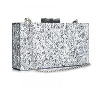 Gets Acrylic Purses and Handbags for Women Multicolor Perspex Geometric Patterns Box Clutch Banquet Evening Crossbody Handbag, C-silver Plus Size, One Size