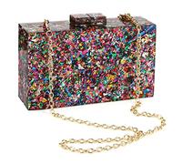 Gets Acrylic Purses and Handbags for Women Multicolor Perspex Geometric Patterns Box Clutch Banquet Evening Crossbody Handbag, Multicolor, One Size