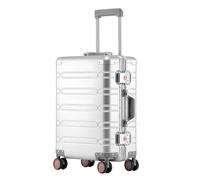 Gets Airline Approved All Aluminum Carry On Luggage,20 Inch Lightweight Hard Shell Suitcase with Spinner Wheels, TSA Lock,Zipperless Suitcase for Business Travel, Silver, 20 inch