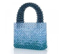 Gets Women Acrylic Purse Mini Beaded Evening Handbags Handmade Gradient Transparent Blue Beads Tote Bags for Wedding,Beach,Party, Blue, M