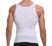 Getshapeslim - Tank 3.0, Get ShaperSlim Men Compression Tank Top, Compression Vest for Moobs Belly Instant Transformation (White, XL)