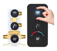 GETSHOWERSET 2 Way Shower Diverter, Dual Functions Shower Mixing Valve Kit, Brass 3 Handle Flow Control Valve, Can Use All Options At a Time Matte Black