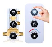 GETSHOWERSET 2 Way Shower Diverter, Dual Functions Shower Mixing Valve Kit, Brass 3 Handle Flow Control Valve, Can Use All Options At a Time Chrome