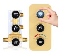 GETSHOWERSET 2 Way Shower Diverter, Dual Functions Shower Mixing Valve Kit, Brass 3 Handle Flow Control Valve, Can Use All Options At a Time Brushed Gold