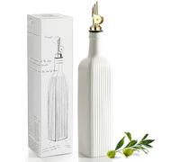 getstar 18 oz Olive Oil Dispenser Bottle for Kitchen, Ceramic Oil Bottle with Automatic Stainless Steel Pourer (Golden Pourer)