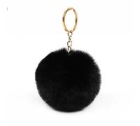 GETSTREE Faux Fur Pom Ball, Pack of 5 6 cm Pompoms Rabbit Bobble, Ball Plush Balls for DIY Craft Hats Pendant Decoration Women Girls Bag Key Chain(Black)