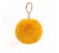 GETSTREE Faux Fur Pom Ball, Pack of 5 6 cm Pompoms Rabbit Bobble, Ball Plush Balls for DIY Craft Hats Pendant Decoration Women Girls Bag Key Chain(Yellow)