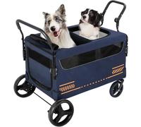 GETSTREE Foldable 4 Wheels Pet Stroller,Dog Cat Cage Jogger Stroller All Terrain Extra Large Pet Stroller for 176 Lbs Large Dog Or 2 Medium Dogs(Blue)