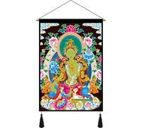 GETSTREE Tibetan Thangka Buddha hanging cloth wall covering background cloth living room porch fabric tapestry wall decoration painting customization(Light green,45x65cm)