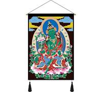 GETSTREE Tibetan Thangka Buddha hanging cloth wall covering background cloth living room porch fabric tapestry wall decoration painting customization(Dark green,45x120cm)
