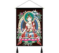 GETSTREE Tibetan Thangka Buddha hanging cloth wall covering background cloth living room porch fabric tapestry wall decoration painting customization(True red,45x120cm)