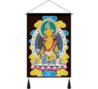 GETSTREE Tibetan Thangka Buddha hanging cloth wall covering background cloth living room porch fabric tapestry wall decoration painting customization(Light yellow,45x120cm)