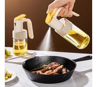 Gettimore 2 in 1 Oil Sprayer Glass Bottle for Cooking, Vinegar & Soy Sauce Dispenser, 180ml and 280ml, Leak-Proof Condiment Sprayer with Press Nozzle