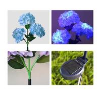 Gettimore 2-Pack Outdoor Solar Lights, Vibrant 3-Head Hydrangea Design with Smart Sensor, Durable ABS and Steel Stake for Garden Patio Balcony Decor Blue Purple